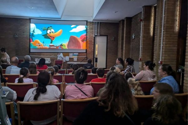Family film afternoon at the Church of the Holy Spirit in Bretton, Peterborough, where over 1000 children have experienced the gospel through free community cinema screenings